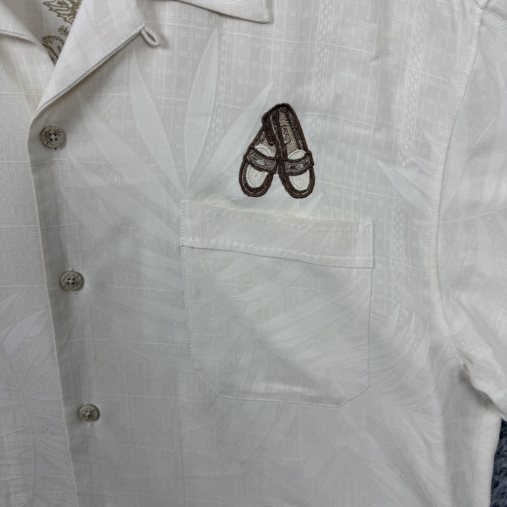 Tommy Bahama Shirt Mens Large White Floral Short Sleeve Button Up Hawaiian - Picture 3 of 15